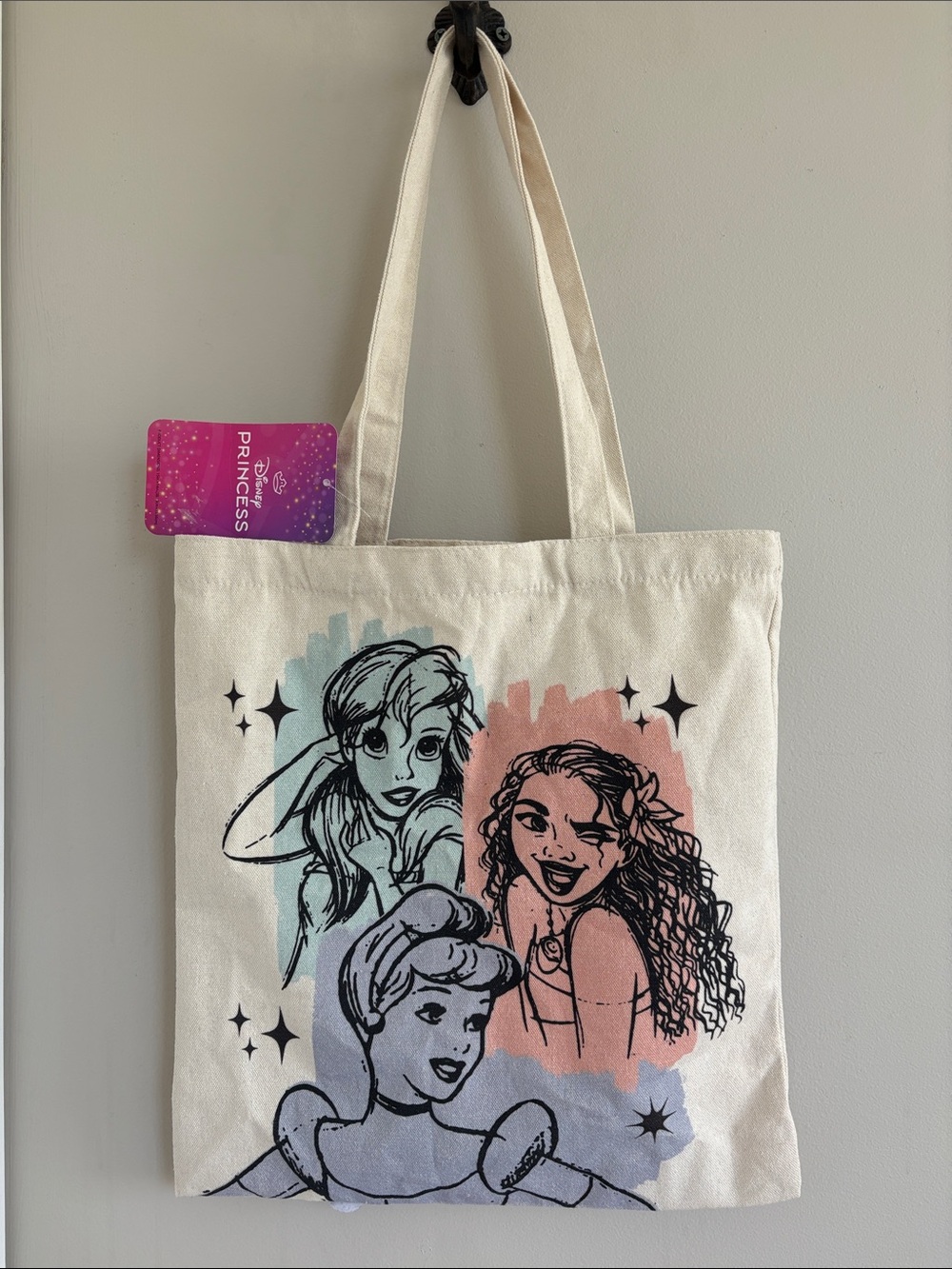 Disney Princess Cream Canvas Tote Bag with Pastel Artwork